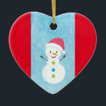 Happy Snowman mit I Liebe Sie bearbeitbaren Text Keramik Ornament<br><div class="desc">Personalisieren Sie dieses Weihnachtsschmuck auf der Rückseite mit jedem Namen oder Text.</div>