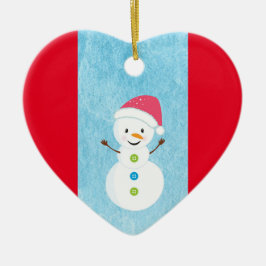 Happy Snowman mit I Liebe Sie bearbeitbaren Text Keramik Ornament