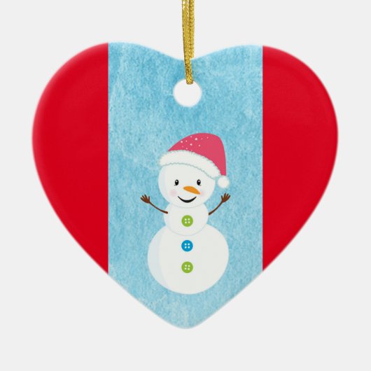 Happy Snowman mit I Liebe Sie bearbeitbaren Text Keramik Ornament (Vorne)