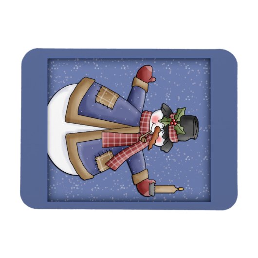 Happy Snowman mit Kerze Magnet (Horizontal)