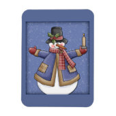 Happy Snowman mit Kerze Magnet (Vertikal)