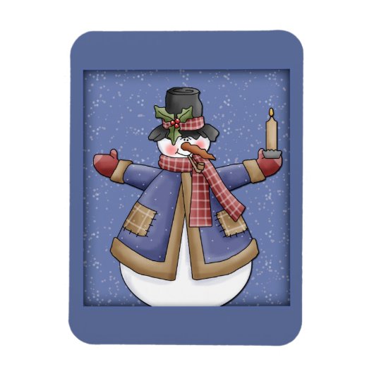Happy Snowman mit Kerze Magnet (Vertikal)