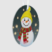Happy Snowman mit Sparklern und Weihnachtsmannmütz Ornament (Vorderseite)