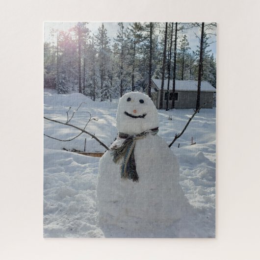 Happy Snowman Original Winterfotografie Puzzle (Vertikal)