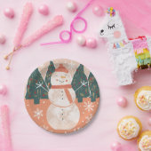 Happy Snowman Paper Plate Pappteller (Party)