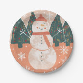 Happy Snowman Paper Plate Pappteller (Vorderseite)