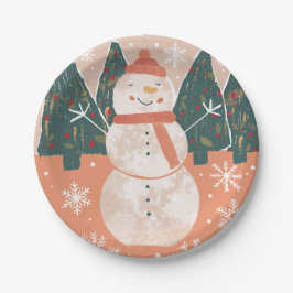 Happy Snowman Paper Plate Pappteller