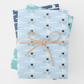Happy Snowman Pattern Blue Christmas Winter Geschenkpapier Set (Beispiel)