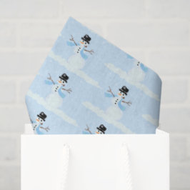 Happy Snowman Pattern Blue Christmas Winter Seidenpapier