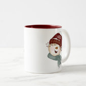 Happy Snowman Personalisiert Name Zweifarbige Tasse (VorderseiteRechts)