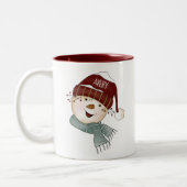 Happy Snowman Personalisiert Name Zweifarbige Tasse (Links)