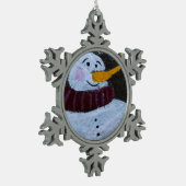 Happy Snowman Pewter Snowflake Dekoration Schneeflocken Zinn-Ornament (Links)