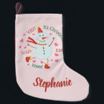 Happy Snowman Pink Weihnachten Kleiner Weihnachtsstrumpf<br><div class="desc">Dieser Strumpf besticht durch einen fröhlichen Schneemann. Personalisieren Sie es mit einem Namen.</div>