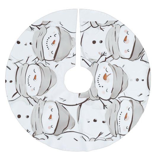 Happy Snowman Polyester Weihnachtsbaumdecke (Vorderseite)