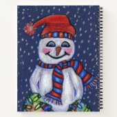 Happy Snowman Red Hat Scarf Holding Lights Snow Notizblock (Rückseite)