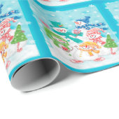 Happy Snowman Retro Weihnachten Geschenkpapier (Rolleneckpunkt)