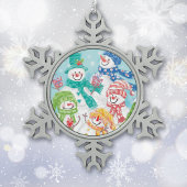 Happy Snowman Retro Weihnachten Schneeflocken Zinn-Ornament
