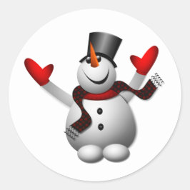 Happy Snowman Runder Aufkleber