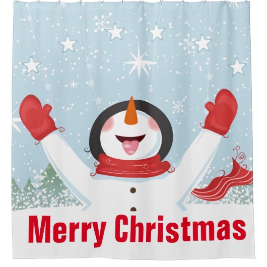 Happy Snowman Shower Vorhang (Vorderseite)