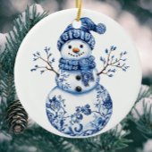 Happy Snowman Snowflakes Blue White Let It Snow Kaffeetasse