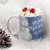 Happy Snowman Snowflakes Blue White Let It Snow Kaffeetasse