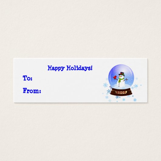 Happy Snowman Snowglobe Holiday Gift Tags (Vorderseite)