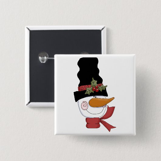 Happy Snowman Tshirts und Geschenke Button (Vorne & Hinten)
