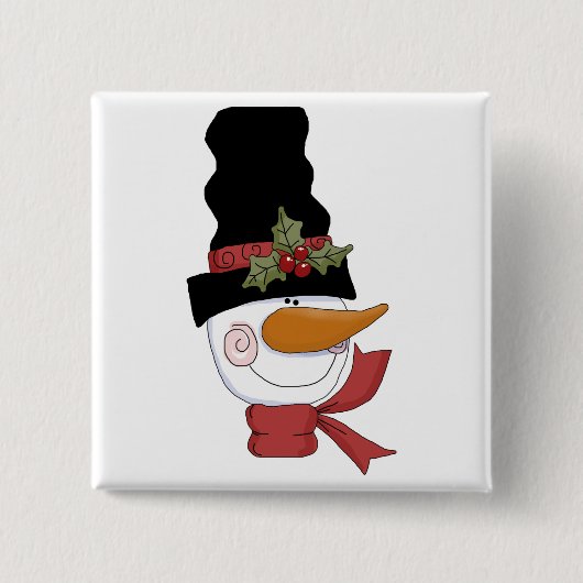 Happy Snowman Tshirts und Geschenke Button (Vorderseite)