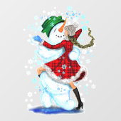 Happy Snowman und Girl Dance Tango Frohe Weihnacht Fensteraufkleber (Blatt)
