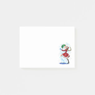 Happy Snowman und Girl Dance Tango Weihnachten Post-it Klebezettel