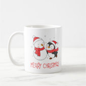 Happy Snowman und Penguin, Weihnachts-Urlaub-Tasse Kaffeetasse (Links)