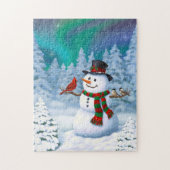 Happy Snowman und Wintervögel Puzzle (Vertikal)