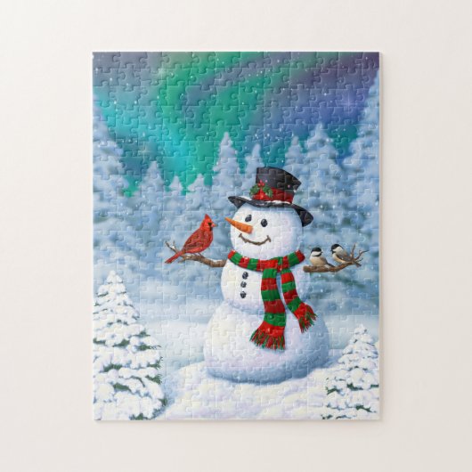 Happy Snowman und Wintervögel Puzzle (Vertikal)