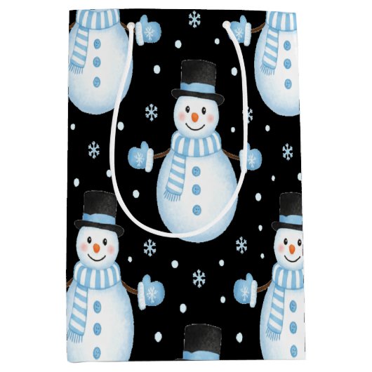 Happy Snowman Vibes Frosty Christmas Designs Mittlere Geschenktüte (Vorderseite)