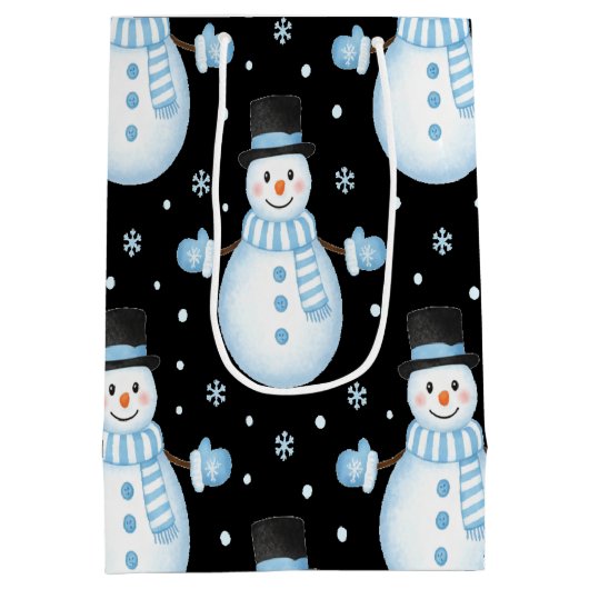 Happy Snowman Vibes Frosty Christmas Designs Mittlere Geschenktüte (Rückseite)