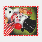 Happy Snowman Vintag Fleecedecke (Vorderseite (Horizontal))