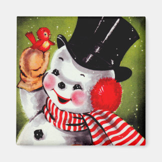 Happy Snowman Vintag Magnet