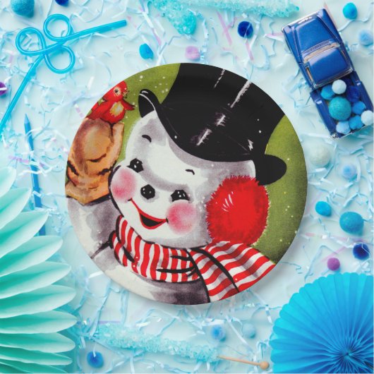 Happy Snowman Vintag Pappteller (Party)