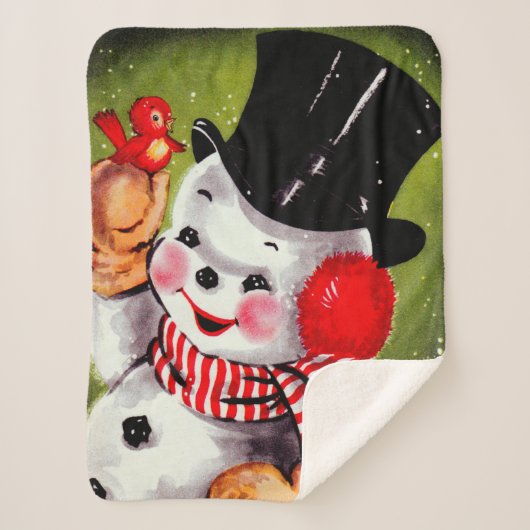 Happy Snowman Vintag Sherpadecke (Vorderseite)