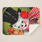 Happy Snowman Vintag Sherpadecke (Vorderseite (Horizontal))