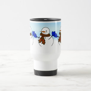Happy Snowman w/Blue Mittens Reisebecher