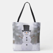 Happy Snowman Wearing a Top Hat Tasche (Rückseite)