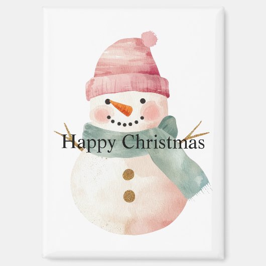 Happy Snowman Weihnachten Magnet (Vorderseite)