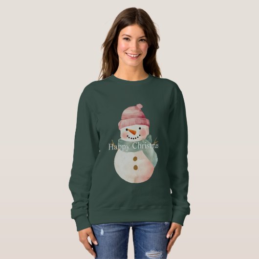 Happy Snowman Weihnachten Sweatshirt (Vorne ganz)
