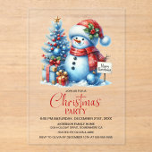 Happy Snowman Weihnachts-Party Acryleinladungen (Vorderseite)