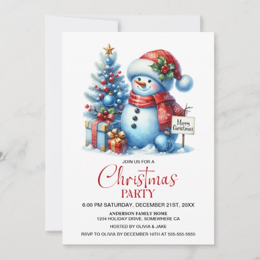 Happy Snowman Weihnachts-Party Einladung (Vorderseite)