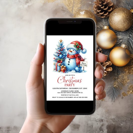 Happy Snowman Weihnachts-Party Einladung