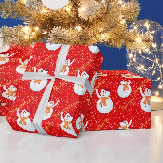 Happy Snowman Weihnachts-Wrapping Paper Geschenkpapier (Feiertage)