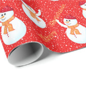 Happy Snowman Weihnachts-Wrapping Paper Geschenkpapier (Rolleneckpunkt)