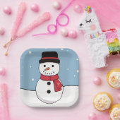 Happy Snowman Weihnachtsfeiertag Pappteller (Party)